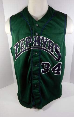 2010- New Orleans Zephyrs 34 Oyun Kullanılmış Yeşil Yelek Forması - Oyun Kullanılmış MLB Formaları