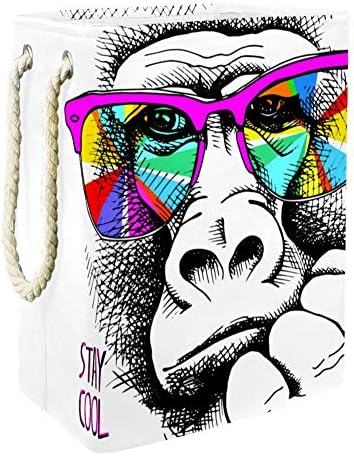 TİZORAX Maymun Bir Gökkuşağı Renkli Gözlük Oxford Kumaş Katlanır çamaşır sepeti toz Kovası Sepeti Depolama