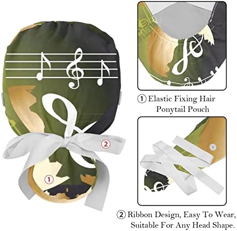 Yıdax 2 Parça Müzik Not Çalışma Şapka Düğmeleri ile Elastik Kabarık Kap Ter Bandı ile
