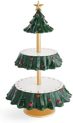 EESLL Tatlı Raf Noel 2 Katmanlı Aperatif Standı Tatlı şeker kasesi Kek Standı Noel Partisi Tepsisi