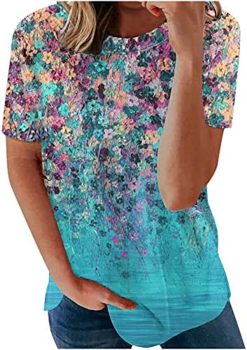 Bayan Üstleri Rahat Kısa Kollu Tunik Üst Moda Degrade Artı Boyutu Tees Yaz Crewneck Tshirt Genç Kız Bluzlar