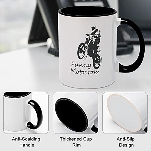 Komik Motosiklet Motocross Seramik Kahve Kupa ile Renk İçinde Ve Kolu çay bardağı için Kadın Erkek siyah tarzı