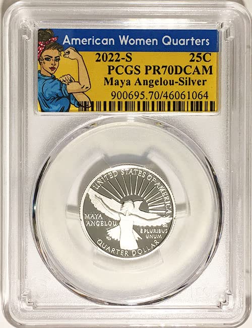 2022 S Gümüş Geçirmez Amerikan Kadın Çeyrek Maya Angelou Çeyrek PR 70 DCAM Rosie Etiket PCG'LER