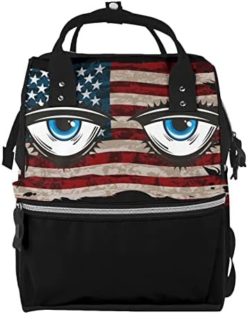 Amerikan Bayrağı Göz Bebek bezi çantası Sırt Çantası, Çok Fonksiyonlu Bebek Çantası, Annelik Nappy Çantalar Seyahat