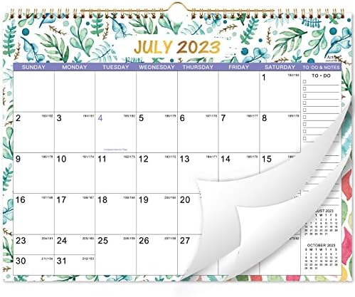 2023-2024 Duvar Takvimi-2023-2024 Takvimi, Temmuz. 2023-Aralık. 2024, Kalın Kağıtlı 18 Aylık Takvim, 15 x 11,5, Çift