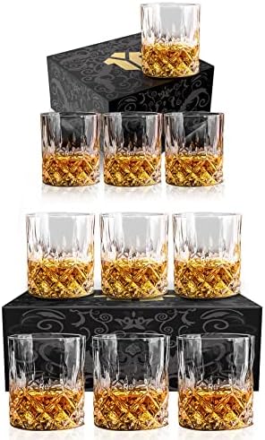 OPAYLY Viski gözlük seti 8, Kayalar Gözlük, 10 oz Eski Moda Bardak İçmek için Scotch Bourbon Viski Kokteyl Konyak
