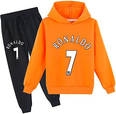 ONOTEC Çocuklar Cristiano Ronaldo pamuklu kazak Tişörtü, Grafik Rahat Hoodie ve Sweatpants Setleri Çocuklar için