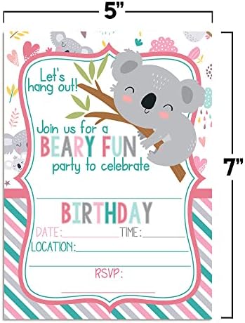 Hadi Takılalım Çocuklar için Sevimli Koala Ayı Temalı Doğum Günü Partisi Davetiyeleri, 20 5x 7 AmandaCreation tarafından