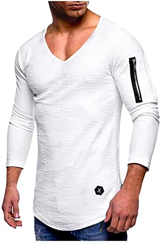 Erkekler için en iyi Gömlek Kol Fermuar O Boyun T Gömlek erkek Uzun Kollu Grafik T Shirt Erkek Kapitone Kazak Güz