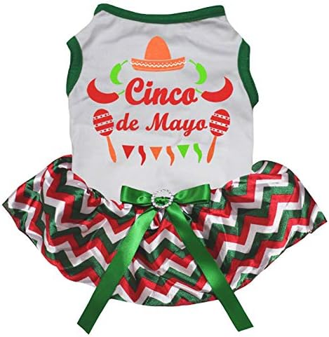 Petitebella Cinco De Mayo Meksika Tarzı Yavru Köpek Elbisesi (Siyah / Yeşil LED, XX-Large)
