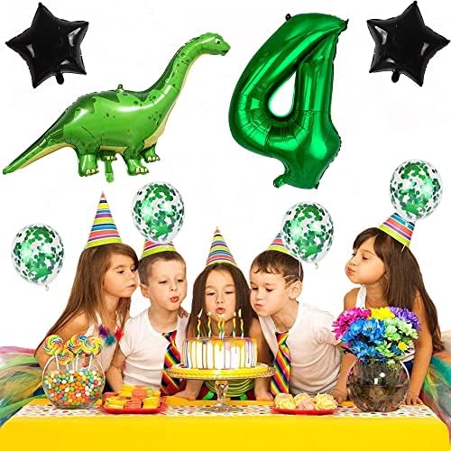Kawailay Dinozor Temalı 4. Doğum Günü Partisi Balonları Dinozor Doğum Günü Balonları Jumbo Dinozor Folyo Balonları