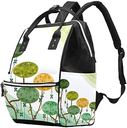 Soyut Ağaç Formatlı Yeşil Yuvarlak Yapraklar bebek bezi çantası Sırt Çantası Bebek bezi değiştirme Çantaları Çok Fonksiyonlu