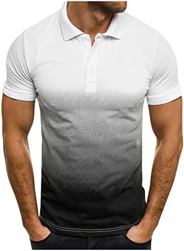 WENKOMG1 Yaka Kısa Kollu Henley Gömlek Erkekler için Spor Degrade T-Shirt Spor Düğme Aşağı Üst 2022 Moda T-Shirt L0324