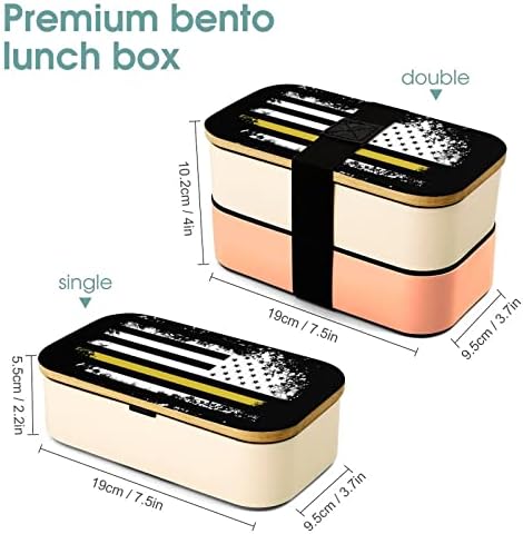Vintage 911 Memuru İnce Altın Çizgi Bayrak Bento yemek kabı Sızdırmaz Bento yemek kabı gıda Kapları için 2 Bölmeli