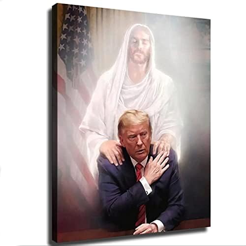 İsa Mesih ve Donald Trump Posteri Tuval Baskı Duvar Sanatı Modern Sınıf Mutfak Yatak Odası Odası Estetik Dekorasyon