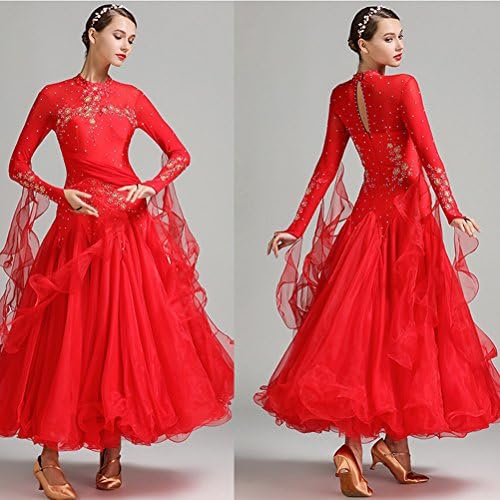 Kadınlar Çok Renkler Elmas monte zarif Çıkartmaları saçak ışık Foxtrot Vals Rekabet standart Balo Salonu Elbise