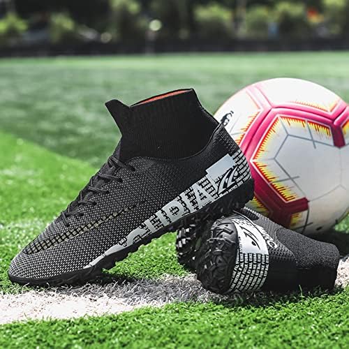 Kıkaluo erkek Futbol Cleats futbol ayakkabısı Yüksek Üstleri Dantel-Up Kaymaz Kısa Sivri Kauçuk Taban Kapalı Firma