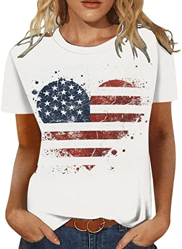 4th Temmuz Vatansever Üstleri, 2023 Tişörtleri Kadınlar için Moda Amerikan Bayrağı Üst Çizgili T-Shirt Bağımsızlık