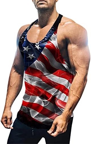 BADHUB Mescle Yaz Tankı Üstleri Erkekler için 4th Temmuz Bağımsızlık Günü ABD Bayrağı Kolsuz T-Shirt Spor Salonu Spor