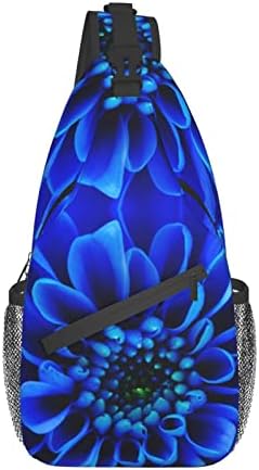 DOHOOC Biyoloji Mavi Çiçek asma sırt çantası Kadınlar için Crossbody Fermuarlı Cebi ile Halat Çanta Tırmanma için