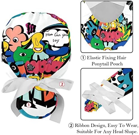 Akşam Sokak Çalışma Kapağı Düğme ve Ter Bandı 2 Paket Yeniden Kullanılabilir Cerrahi Cerrahi Şapkalar At Kuyruğu Tutucu,