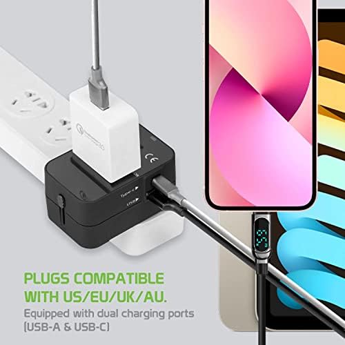 Seyahat USB Plus Uluslararası Güç Adaptörü 3 Cihaz için Dünya Çapında Güç için LG G2 Mini ile Uyumlu USB TypeC, ABD/AB/AUS/NZ/ingiltere/CN