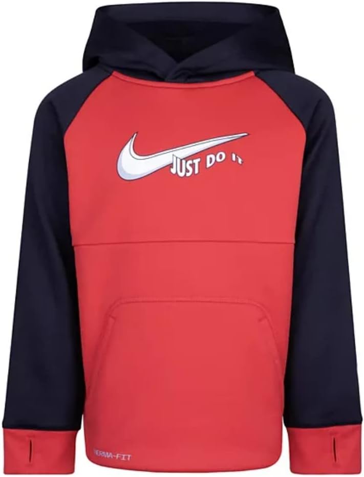 Nike Erkek 4-7 Termal Kesim Raglan Swoosh Grafik Kapüşonlu Sweatshirt