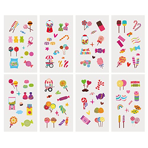24 Levhalar Candyland Geçici Dövmeler, Doğum Günü Süslemeleri Candyland Parti Iyilik