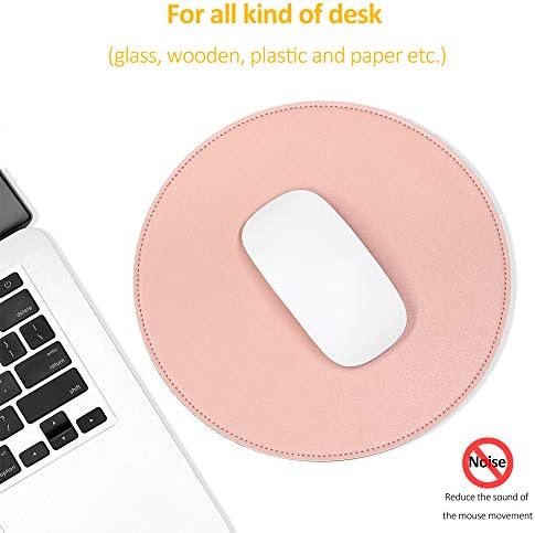 ProElife Mouse Pad Bilgisayar Laptop Aksesuarları için, Kaymaz Sevimli Yuvarlak Mouse Pad Su Geçirmez PU Deri 8.66