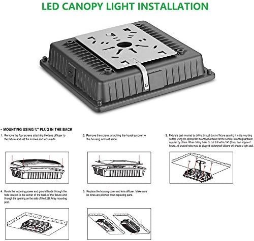 1000LED LED gölgelik ışık 45 W, tavan armatürleri 5300LM, günışığı 5000 K, 175 W HID / HPS değiştirme, su geçirmez