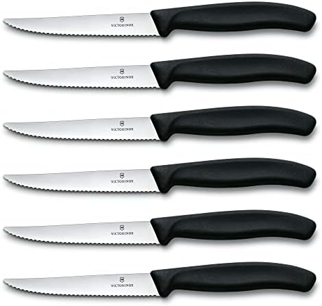 Victorinox İsviçre Klasik 6 parçalı biftek Bıçağı Seti, Siyah