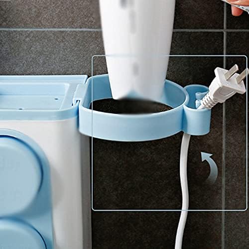 UXZDX Ev Çok Fonksiyonlu Duvar Emme Diş Tutucu Yaratıcı Raf Banyo, Saç Kurutma Makinesi Depolama Rafı (Renk: Beyaz)
