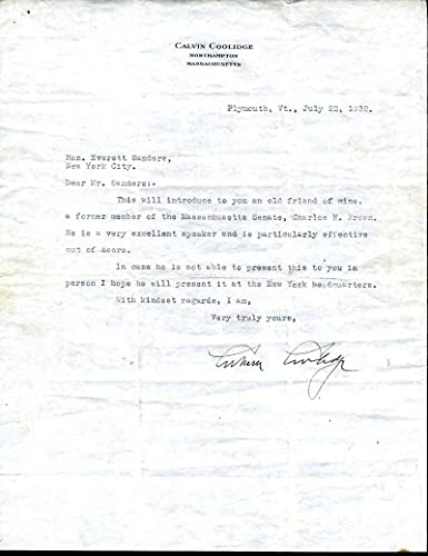 Calvin Coolidge JSA Coa El İmzalı 1932 Mektup İmzası