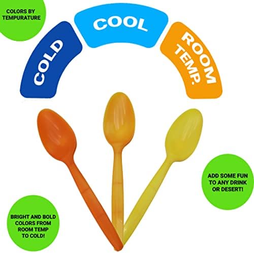 Toplu Halde Soğukken Renk Değiştiren Renk Değiştiren Kaşıklar-Eğlenceli Dondurma Kaşıkları! (100 Çeşitli Renkler)