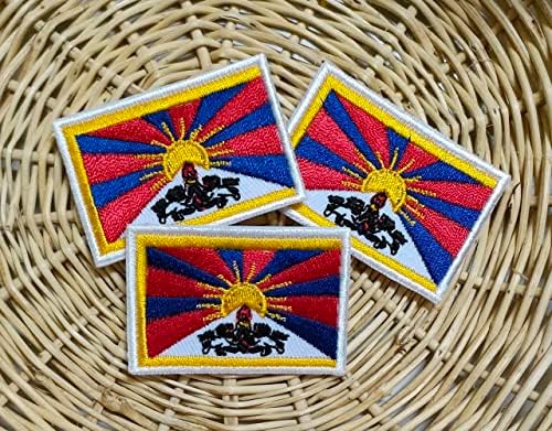 Mini Ülke Tibet Bayrağı Seti. Yama Tibet Ulusal Bayrak İşlemeli DIY Yamalar Aplike Dikmek Demir on Yamalar Cosplay