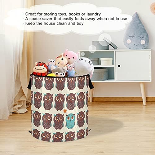 Baykuş Pop Up çamaşır sepeti kapaklı Katlanabilir Depolama Sepeti Katlanabilir çamaşır torbası Yurt Otel Banyo için