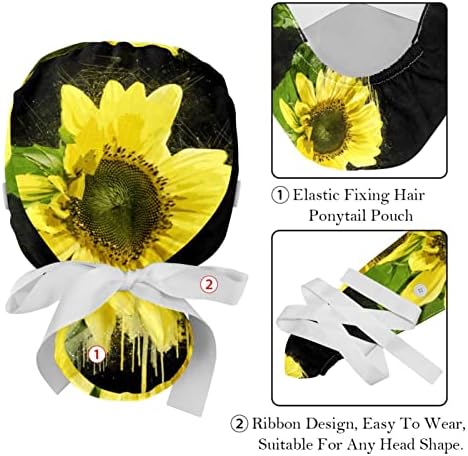 lixiaoyuzz Siyah Ayçiçeği Çalışma Kapağı Düğmeleri ile Ter Bandı Çalışma Kapaklar kurdele Geri Kadınlar için