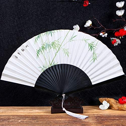 LYZGF Katlanır Fan, Katlanır El Fanı Çin Vintage Orkide El Fanı Bambu Çerçeveli Kağıt Katlanır Fan Düğün Dansı Cosplay