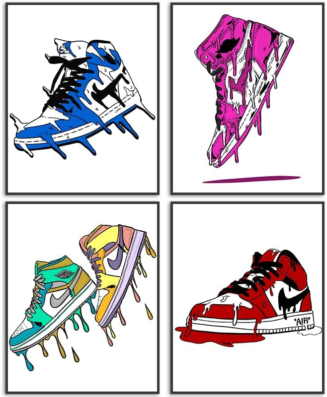 Nilem Tasarım Sneaker Poster Hypebeast Odası Dekor Ayakkabı Baskılar 4 Set Çerçevesiz (8x 10) Sneakerhead Poster Estetik