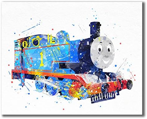 Thomas ve Arkadaşları Suluboya Tren Baskıları-3'lü Set (8 inç x 10 inç) Duvar Sanatı Dekoru Fotoğrafları-Tank Thomas-Küçük