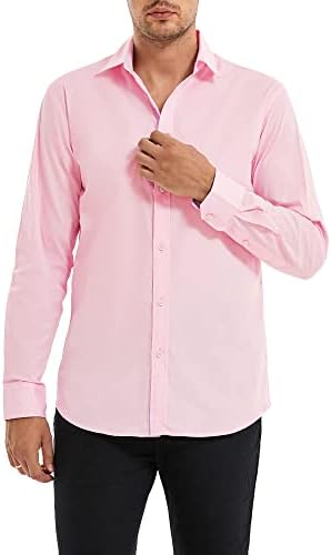 SAMERM Erkek Elbise Gömlek Düzenli Fit Uzun Kollu Düğme Aşağı Gömlek Erkekler için(S-2XL)