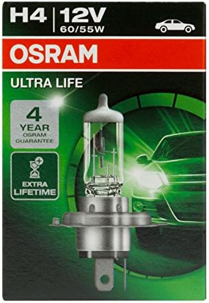 Osram Ultra Yaşam H4 Araba kafa lambası ampulleri 12V 60/55W 64193 ULT Blister tek Paket