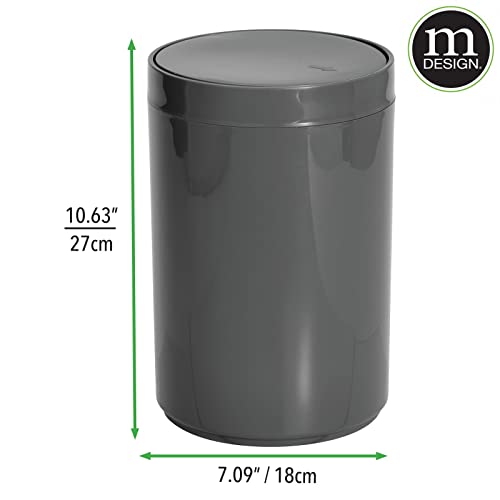 mDesign Modern İnce Profil Kompakt Bağlantısız Plastik Klozet Fırçası ve Yuvarlak Çöp Kovası Banyo Depolama için Çöp