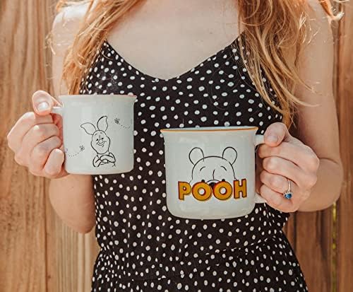 Disney Winnie the Pooh ve Piglet Seramik Camper Kupalar, 2 Set | BPA İçermeyen Seyahat Kahve Fincanı Espresso, Kafein,