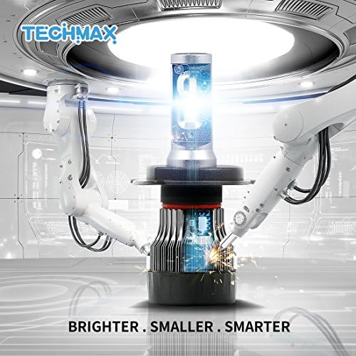 TECHMAX Mini H4 LED far lambaları, 10000LM 60W 6500K soğuk Beyaz IP65 son Derece parlak 30mm ısı emici taban 9003
