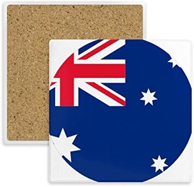 Avustralya Ulusal Bayrağı Okyanusya Ülke Kare Coaster Kupası Kupa Tutucu Emici Taş İçecekler için 2 adet Hediye