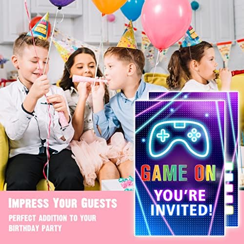 Video Oyunu Doğum Günü Partisi Davetiyeleri-Genç Kız erkek parti dekorasyonu için boş Doğum günü partisi davetiyelerini