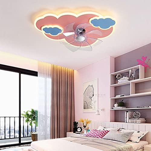 CCTUNG Modern Minimalist Sessiz Fandelier Görünmez Bıçaklı pembe Bulut tavan vantilatörü ışıkları ile, çocuk Odası