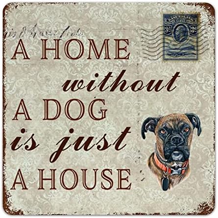Komik Köpek Metal İşareti Plak Bir Köpek Olmadan Bir Ev Sadece Bir Ev Boksör Pet Köpek Kapı Askı ile Köpek Alıntı