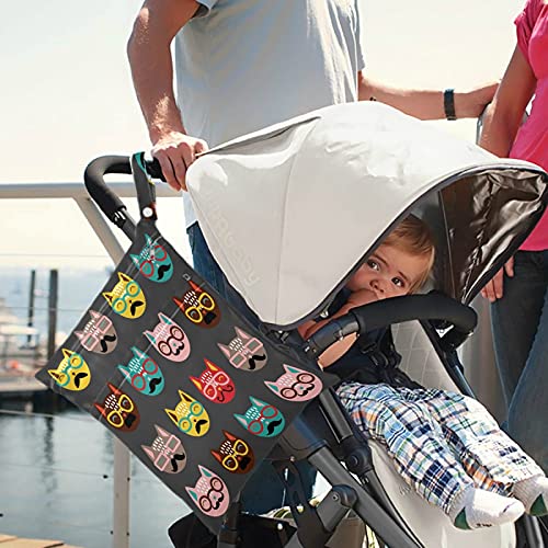 visesunny Renkli Kedi nokta deseni Fermuarlı cepli 2 adet ıslak çanta Yıkanabilir kullanımlık Seyahat için geniş,